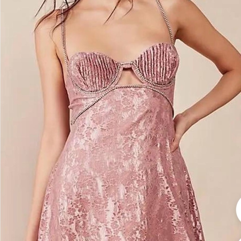 For Love And Lemons Pink Textured Mini Dress